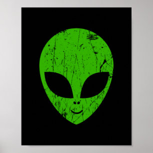 Affiche alien vert tête pour science-fiction extraterrestr