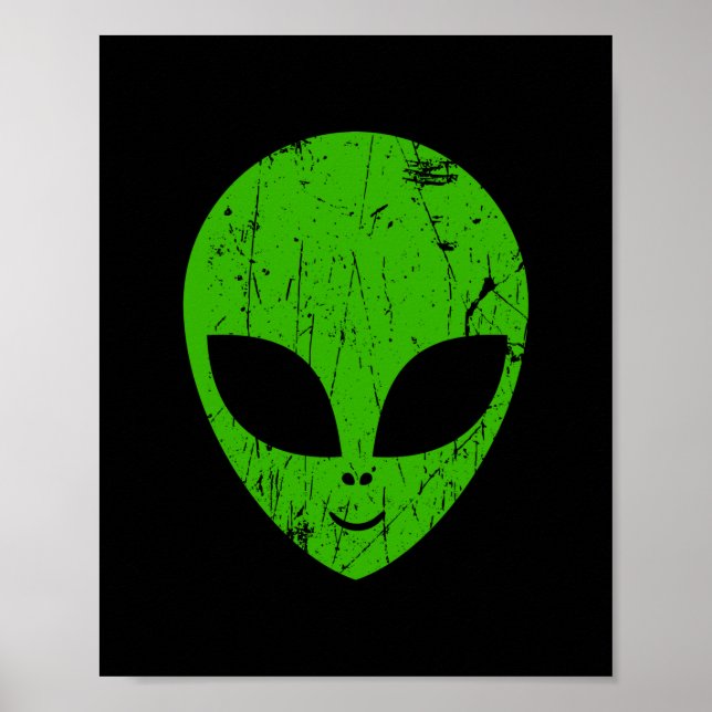 Affiche alien vert tête pour science-fiction extraterrestr (Devant)
