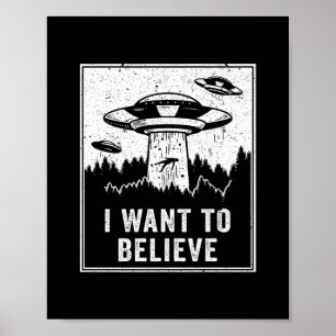 Affiche Alien vintage UFO Hunter Je veux croire Retro P