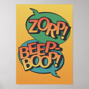 Affiche Alien vs robot pop art rétro