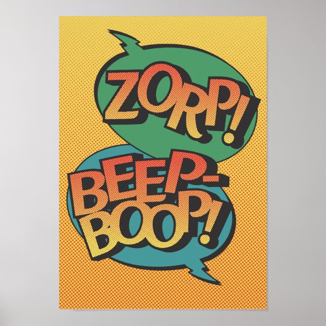 Affiche Alien vs robot pop art rétro (Devant)