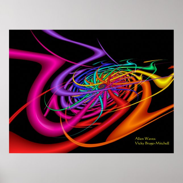 Affiche Alien Waves Modern Colorful Abstract Art (Devant)