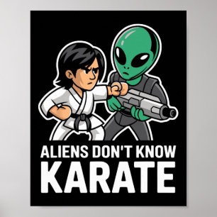 Affiche Aliens amusants Karate Comt Cadeau Arts Martiaux A