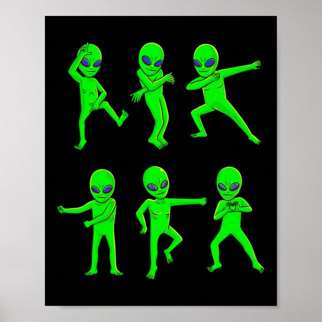 Affiche Aliens dansants Halloween Vert Alien Danse Enfants (Devant)