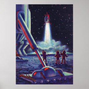 Affiche Aliens de la science-fiction vintage saluent la fu