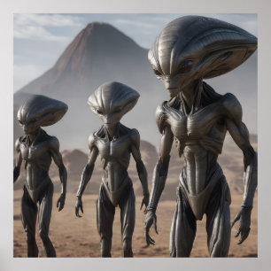 Affiche Aliens et volcan