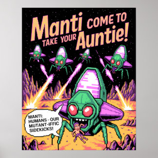 Affiche Aliens Manti hilarants enlevant des humains - Défe