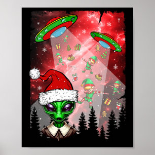 Affiche Aliens non identifié objet volant Noël Elf Lo