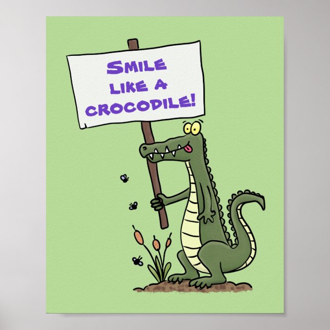 Affiche Aligator de crocodile drôle avec dessin animé (Devant)
