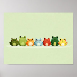 Affiche Alignement de Grenouilles Mignonnes – Art d'Animau