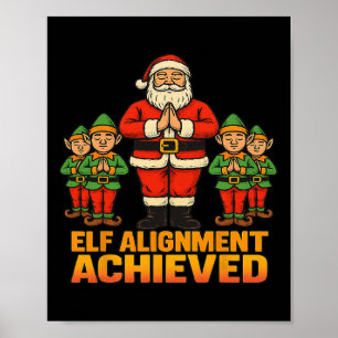 Affiche Alignement Elfique Atteint Yoga Père Noël Et Elfes