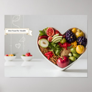 Affiche Alimentation nutritive dans le bol de coeur