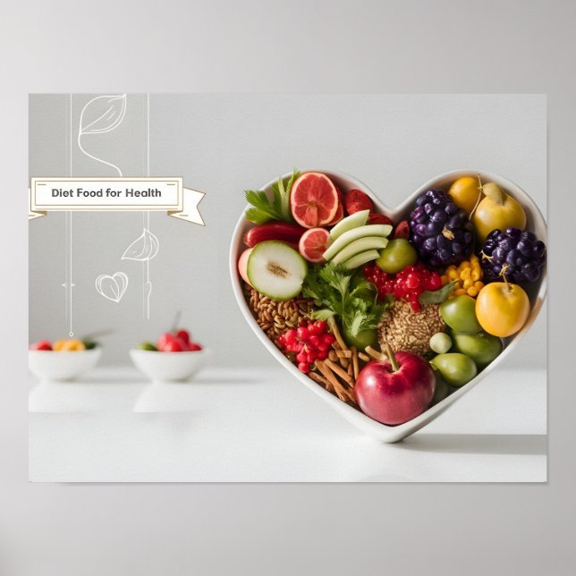 Affiche Alimentation nutritive dans le bol de coeur (Devant)