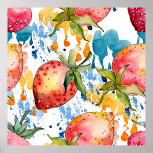 Affiche Alimentation saine aux fraises. Arrière - plan aqu