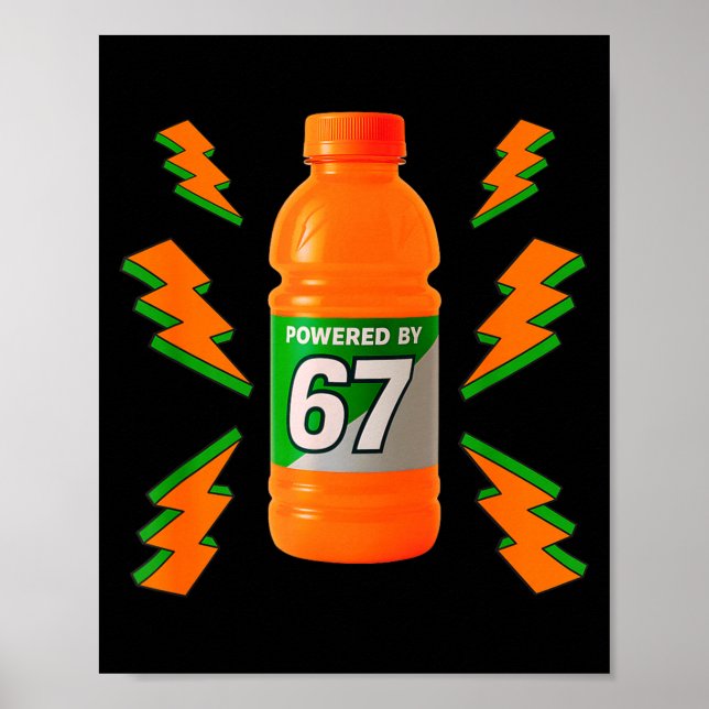 Affiche Alimenté par 67 Aura Énergie Drôle 6 7 Mème Six Se (Devant)