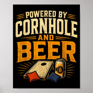 Affiche Alimenté par cornhole et bière drôle de tailgate