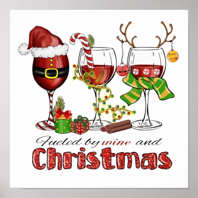 Affiche Alimenté par le vin et Noël (Devant)