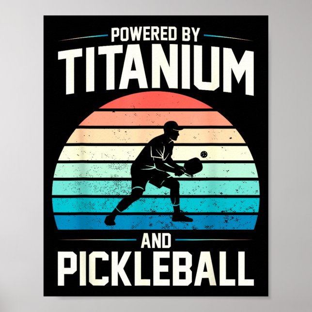 Affiche Alimenté par un genou de pickleball en titane drôl (Devant)