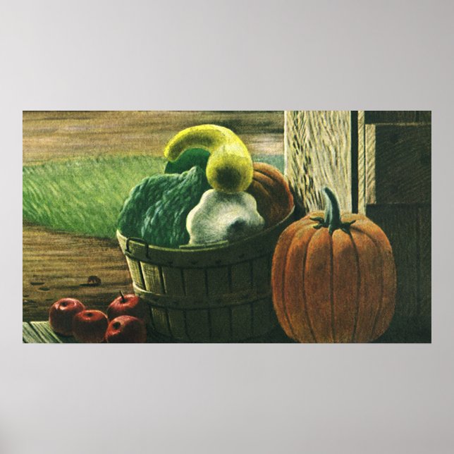 Affiche Aliments Anciens, Courges d'Hiver, Citrouille et P (Devant)