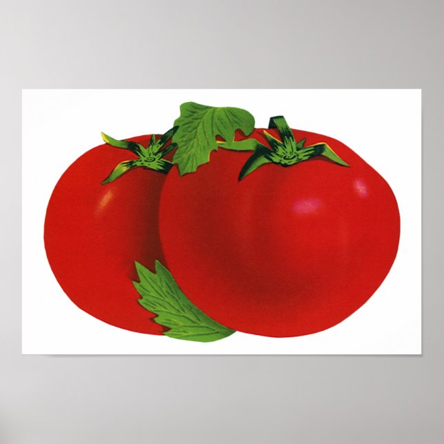 Affiche Aliments vintages, Bio Rouge Ripe Heirloom Tomate (Devant)