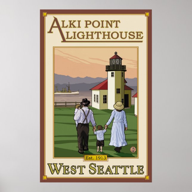 Affiche Alki Point Lighthouse - West Seattle, WA (Devant)
