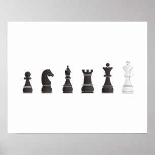 Affiche All black one white, chess pieces