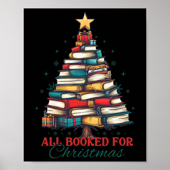 Affiche All Booked For Christmas Book Tree Lights Christma (Devant)