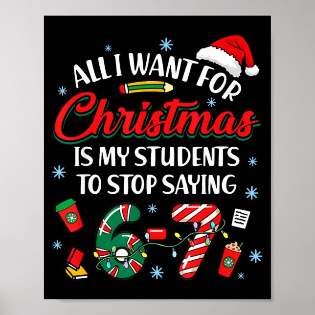 Affiche All I Want For Christmas Is My Students To Stop Sa (Devant)