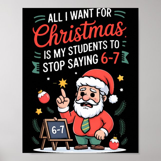 Affiche All I Want For Christmas Is My Students To Stop Sa (Devant)