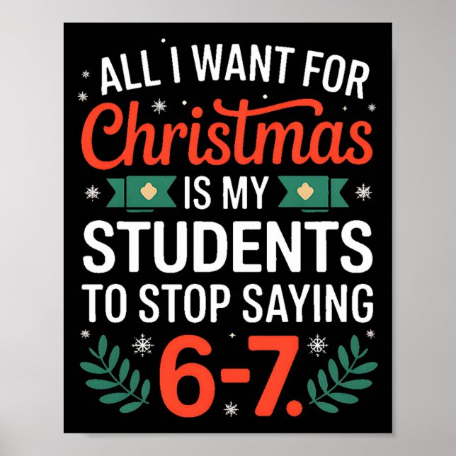 Affiche All I Want For Christmas Is My Students To Stop Sa (Devant)