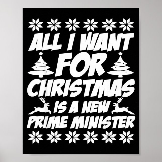 Affiche All I Want For Xmas Is A New Prime Minister Funny  (Devant)