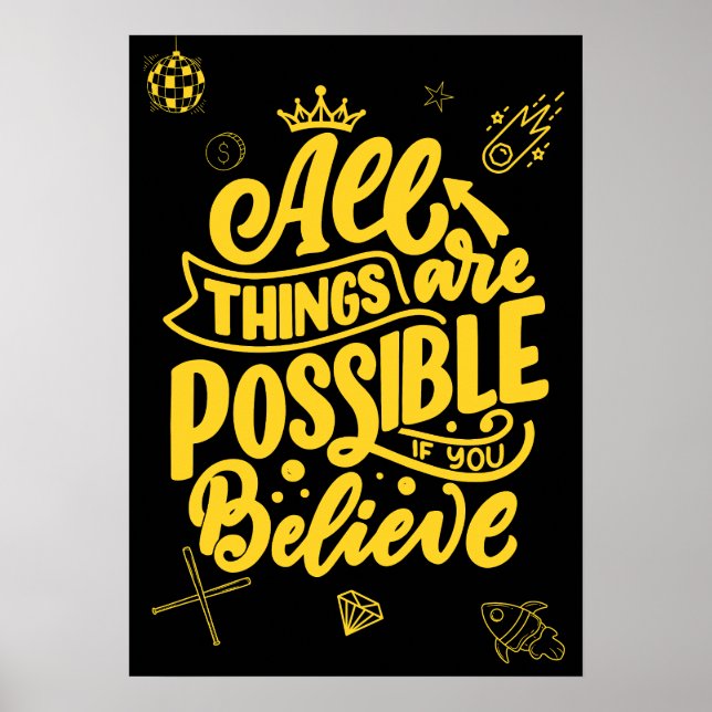 Affiche All things are possible if you believe. Motivation (Devant)