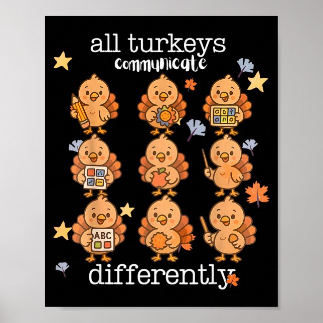 Affiche All Turkeys Communicate Differently Thanksgiving A (Devant)