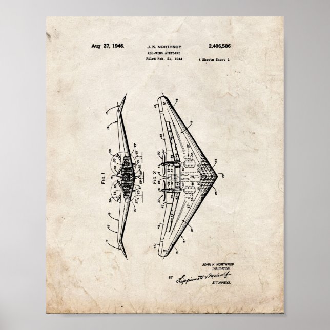 Affiche All-wing Airplane Patent - Old Look (Devant)