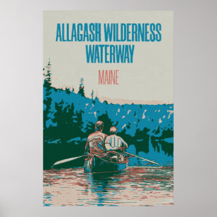 Affiche Allagash Wilderness Waterway Canoeing, Maine USA