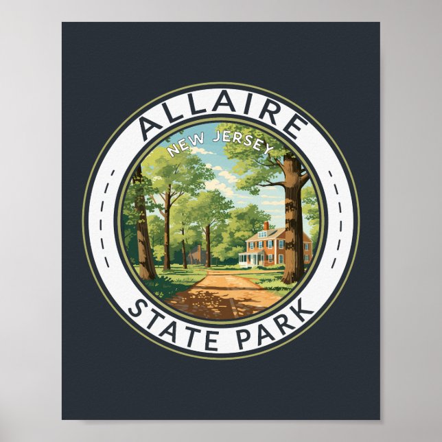 Affiche Allaire State Park New Jersey Travel Art Badge (Devant)