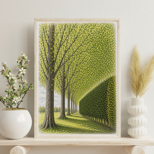 Affiche Allée bordée d'arbres | Art de paysage botanique (Créateur téléchargé)
