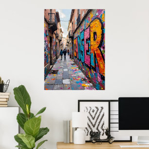 Affiche Allée de graffitis urbains