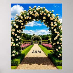 Affiche Allée de jardin sous une arche de mariage menant à
