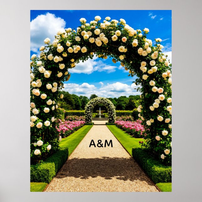 Affiche Allée de jardin sous une arche de mariage menant à (Devant)