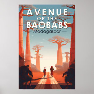 Affiche Allée des Baobabs Madagascar Art Vintage