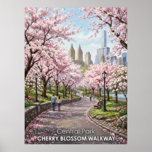 Affiche Allée des Cerisiers en Fleurs de Central Park