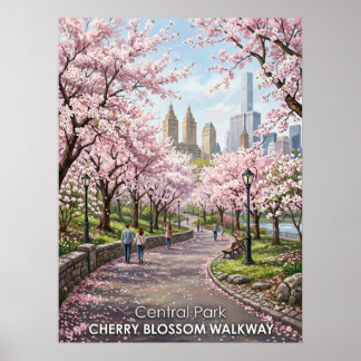 Affiche Allée des Cerisiers en Fleurs de Central Park