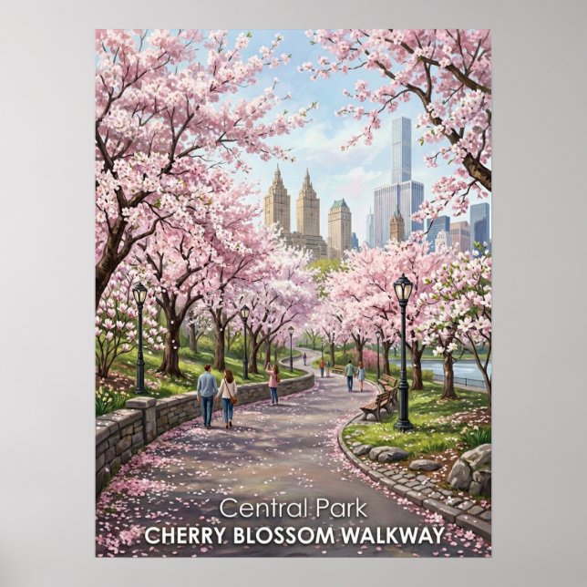 Affiche Allée des Cerisiers en Fleurs de Central Park (Devant)