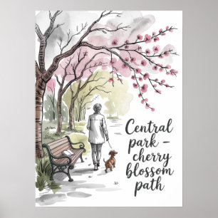Affiche allée des cerisiers en fleurs de Central Park
