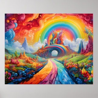 Affiche Allée Enchantée Menant Vers L'Arc-en-Ciel sur un M