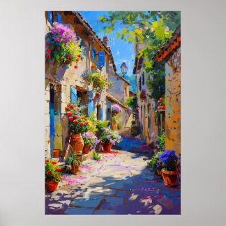 Affiche Allée florale colorée au printemps