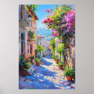 Affiche Allée florale colorée au printemps