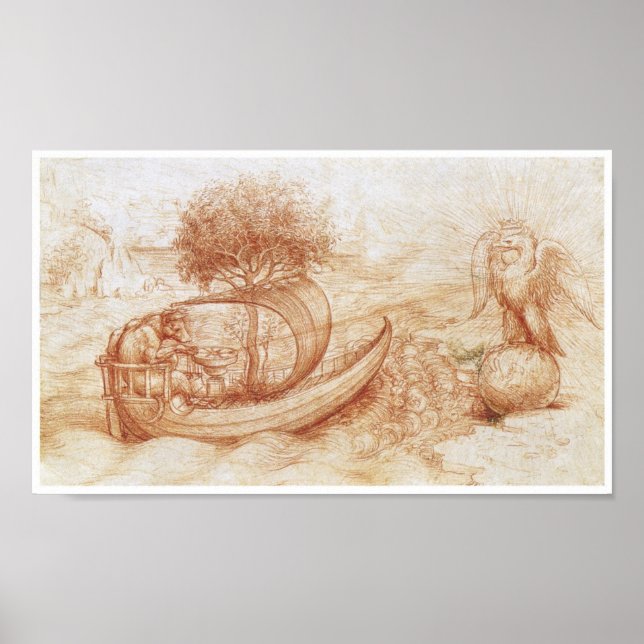 Affiche Allégation avec un loup et un aigle, Da Vinci (Devant)