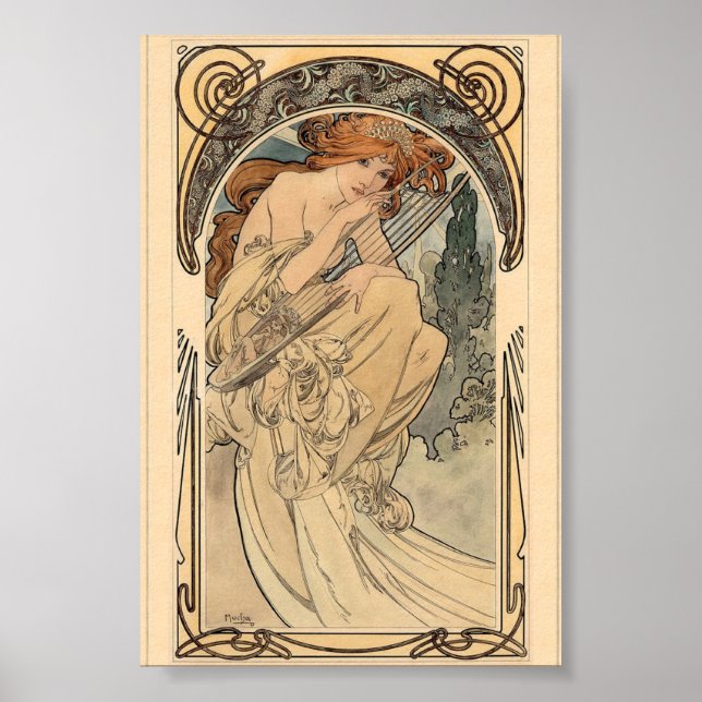 Affiche Allégorie de la musique par Alphonse Mucha T-Shirt (Devant)